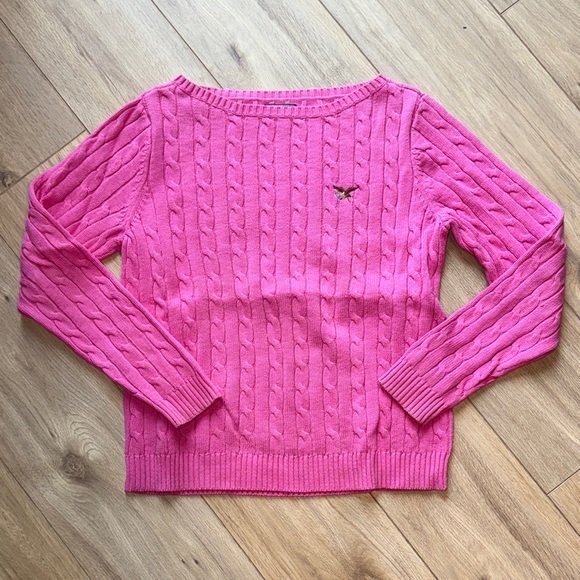 American Living Sweaters - AMERICAN LIVING Long Sleeve Cable Knit Crew Neck Pink Sweater Top